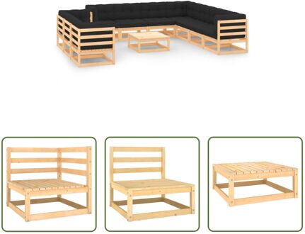 Loungeset Pallet - 70x70x67 cm - Hout - Antraciet Kussen Grijs