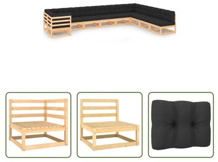 Loungeset Pallet - Grenenhout - 70 x 70 x 67 cm - Antraciet Grijs