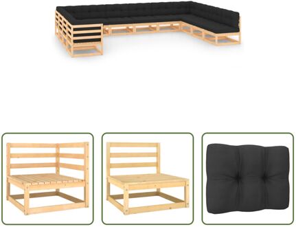 Loungeset - Pallet - Grenenhout - 70 x 70 x 67cm - Antraciet kussen Grijs