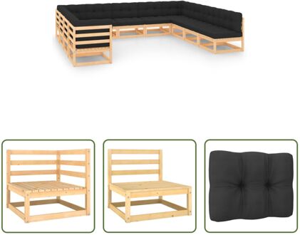 Loungeset - Pallet Grenenhout - Antraciet - 70x70x67 cm - Met kussens Grijs