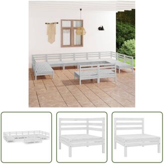 Loungeset Pallet Grenenhout - wit - 63.5 x 63.5 x 62.5 cm (LxBxH) - modulair - 2 hoekbanken - 10