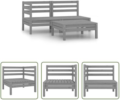 Loungeset Pallet Grijs - 63.5 x 63.5 x 62.5 cm - Massief Grenenhout