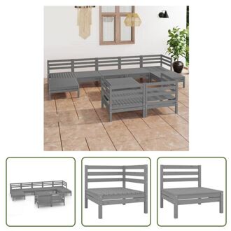 Loungeset - Palletontwerp - Hout - Grijs - 63.5x63.5x62.5cm - Inclusief 4 hoekbanken - 3 middenbanken