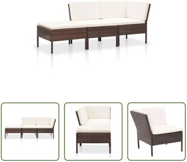 Loungeset - PE-rattan - Bruin - 150x150x67 cm