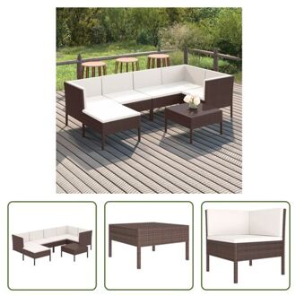 Loungeset - PE-rattan - Bruin - 57x69x69 cm - Inclusief kussens - Modulair ontwerp