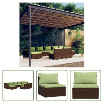 Loungeset - PE-rattan - Bruin - 70 x 70 x 60.5 cm - Inclusief Kussens