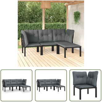 Loungeset PE-rattan - Hoekstoel - enkele stoel - voetenbank - Zwart - 55x55cm - Comfortabel