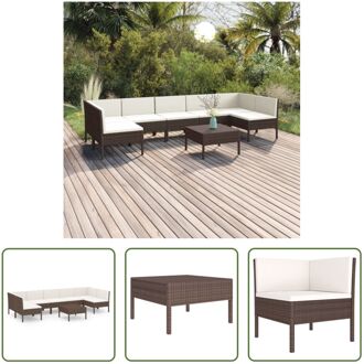 Loungeset PE-rattan modulair - 60x60x35 cm - bruin - crèmewit