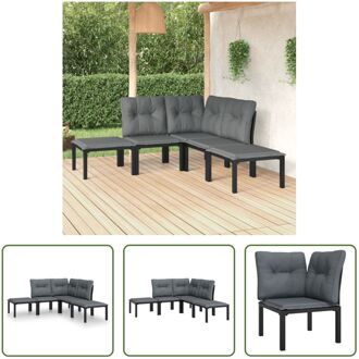 Loungeset - PE-rattan - Modulair ontwerp - Stabiel frame - Comfortabele zitervaring - Praktisch Zwart