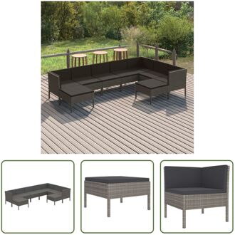 Loungeset PE-rattan modular - 57 x 69 x 69 cm - grijs - antraciet - IP65