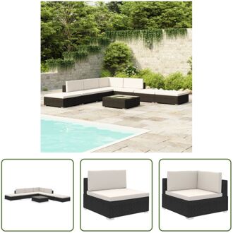 Loungeset - PE Rattan - Staal frame - Waterdicht - Zwart - 150x100x80 cm