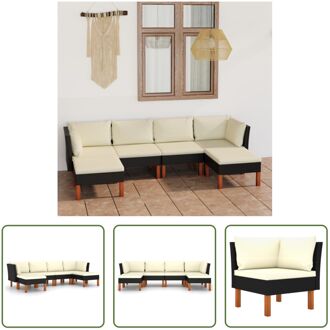 Loungeset - PE Rattan - Zwart - 60.5x64.5x67 cm - Incl - kussens