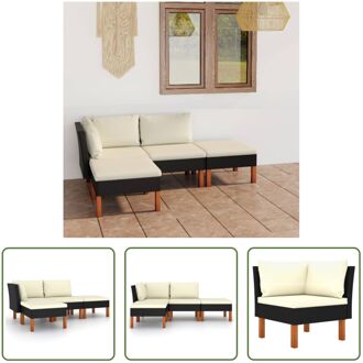 Loungeset - PE-rattan - zwart - 60.5x64.5x67cm (BxDxH) - inclusief kussens