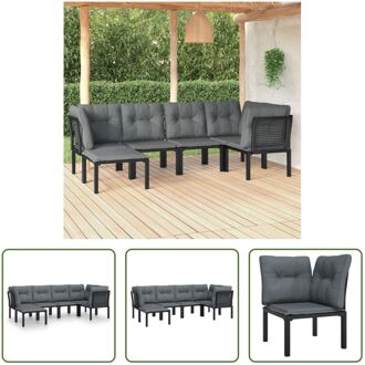 Loungeset - PE-rattan - zwart - 62x62x68 cm - incl - kussens