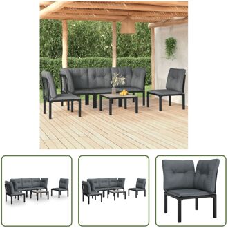 Loungeset - PE-rattan - Zwart - 62x62x68 cm - inclusief kussens