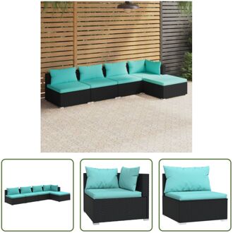 Loungeset - PE-rattan - zwart - 70 x 70 x 60.5 cm - inclusief kussens