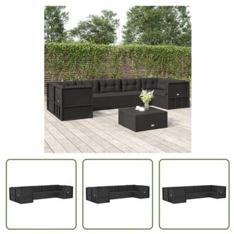 Loungeset - PE-Rattan - Zwart - Hoekbank 54x54x24.5/38/50/55cm - Middenbank 54x54x55cm - 4 Hoekbanken