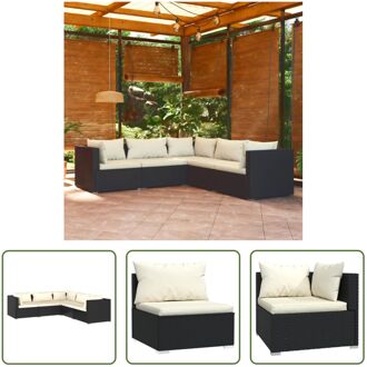 Loungeset - PE-rattan - Zwart - modulair - incl - kussens - L70xB70xH60.5cm