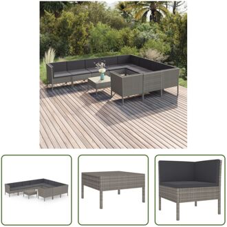 Loungeset Pica - Tuinmeubelen - Grijs - PE-rattan - Modulair - 57x69x69 cm - Met kussens - Montage