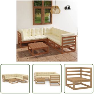 Loungeset Pine - 70x70x67 cm - Honingbruin - Crème - Massief grenenhout