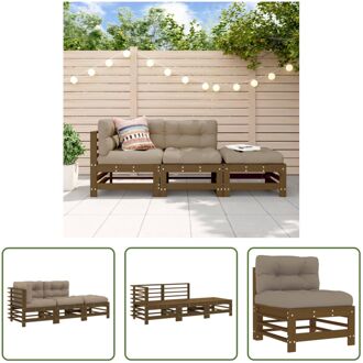 Loungeset Pine Wood - Honey Brown - Modular Design Bruin