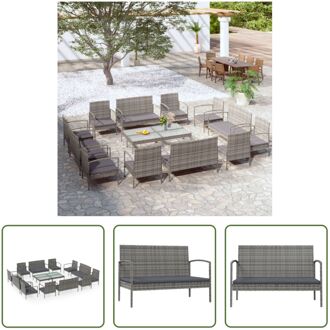 Loungeset Poly Rattan - 106x58x72 cm - Grijs - Dik Kussen - Montage vereist