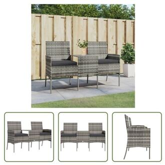 Loungeset Poly Rattan - 2-zits tuinbank met tafeltje - 151 x 61 x 85 cm - Antraciet - donkergrijs