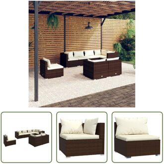 Loungeset Poly Rattan - 70x70x60.5 cm - Bruin - Crème