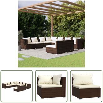 Loungeset Poly Rattan - 70x70x60.5 cm - Bruin - Crème