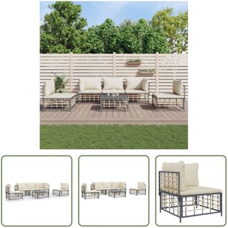 Loungeset - Poly rattan - Antraciet - 72 x 72 x 66 cm - Weerbestendig Grijs