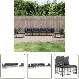 Loungeset - Poly Rattan - Antraciet - 72x72x66 cm (BxDxH) - Weerbestendig Grijs