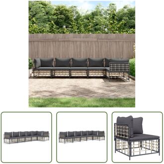 Loungeset - Poly Rattan - Antraciet - 72x72x66 cm Grijs