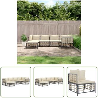 Loungeset - Poly Rattan - Antraciet - 72x72x66 cm - Weerbestendig Grijs