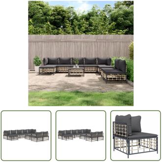 Loungeset - Poly Rattan - Antraciet - 72x72x66 cm - Weerbestendig Grijs