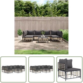 Loungeset - Poly Rattan - Antraciet - 72x72x66 cm - Weerbestendig Grijs