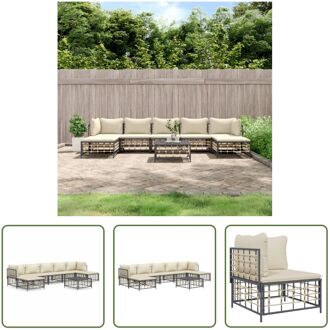 loungeset - poly rattan - antraciet - 72x72x66cm - comfortabel en weerbestendig Grijs