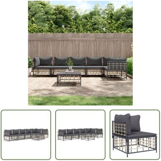 Loungeset - poly rattan - antraciet - hoekbank 72x72x66cm - modulair Grijs