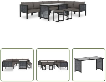 Loungeset Poly Rattan - Antraciet/Zwart - 264 x 200 x 64 cm - Modulair ontwerp Grijs