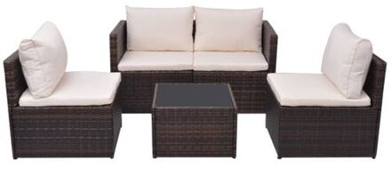 Loungeset poly rattan bruin 13-delig