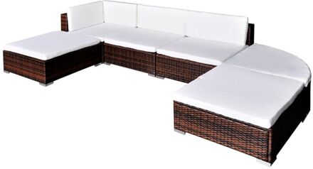 Loungeset poly rattan bruin 16-delig