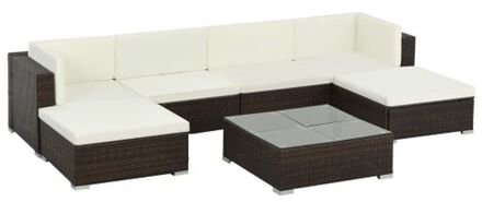 Loungeset poly rattan bruin 19-delig