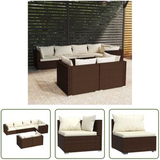 Loungeset Poly Rattan - Bruin - 5x Hoekbank 2x Middenbank - Montage vereist