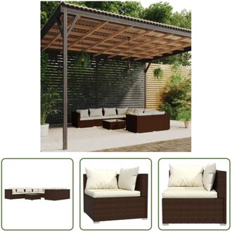 Loungeset Poly Rattan - Bruin - 70x70x60.5cm - Weerbestendig - Stalen frame