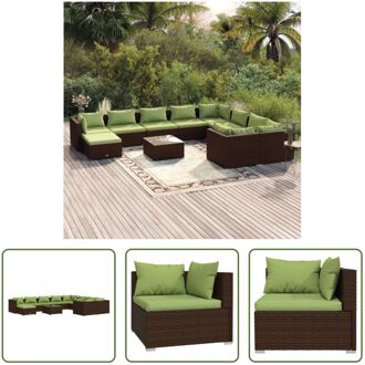 Loungeset Poly Rattan - Bruin - Hoogwaardig materiaal - Stevig frame - Comfortabele kussens - Modulair