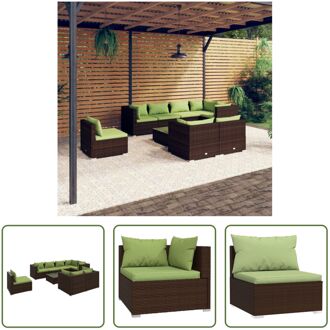 Loungeset - Poly rattan - Bruin - Met comfortabele kussens - Modulair design - Waterbestendig