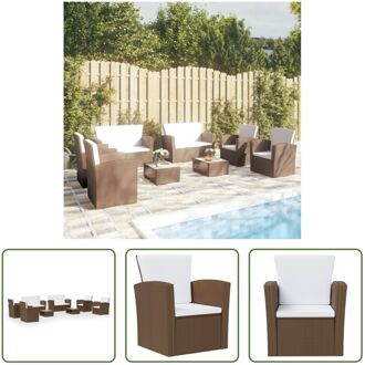 Loungeset Poly Rattan - Bruin - Tuinmeubelen - 85 x 49.5 x 35 cm - Comfortabel en Stevig