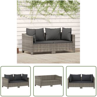 Loungeset Poly Rattan - Grijs - 126x63x55.5 cm - Inclusief Kussens