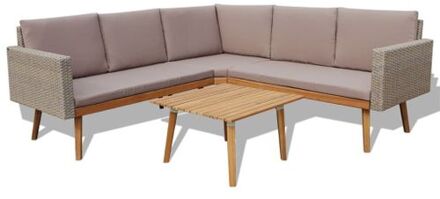 Loungeset poly rattan grijs 13-delig