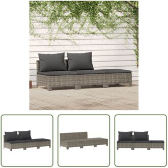 Loungeset Poly Rattan - Grijs - 183x63x55.5 cm - Inclusief kussens