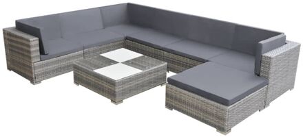 Loungeset poly rattan grijs 24-delig